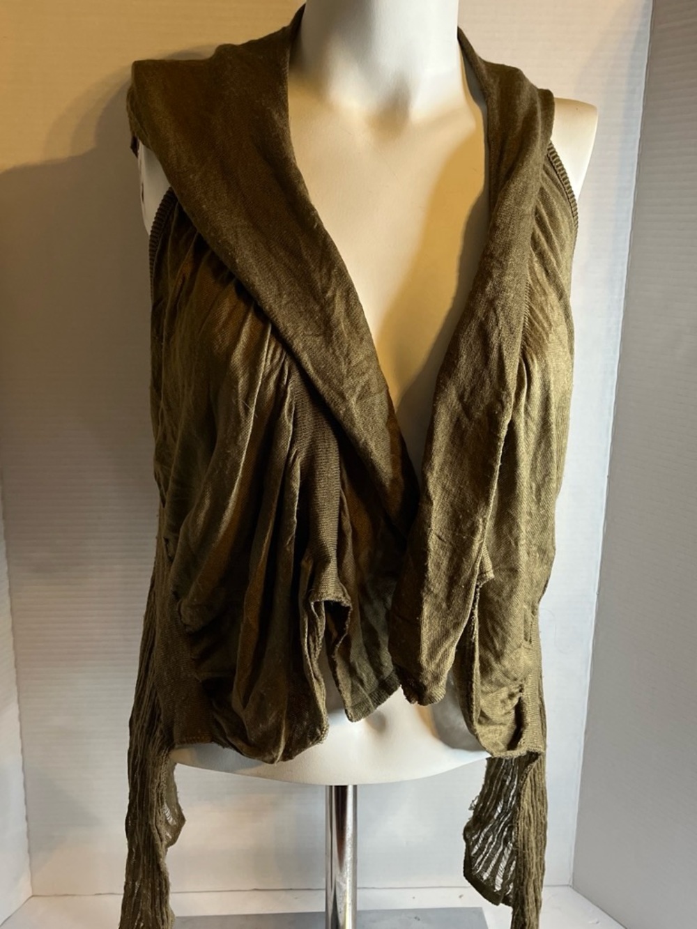 Daytrip Olive Draped Open-Front Tunic